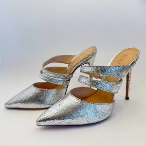 Schutz Kaela Metallic Leather Mules
